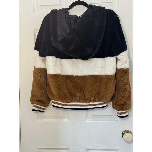 Guess Faux Fur Colorblock Bomber Jacket – Women’s Medium - Picture 2 of 5